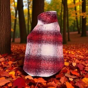 Friends Forever Dog Sz Medium Hood Jacket Coat Sweater Plaid Pup Fleece Red